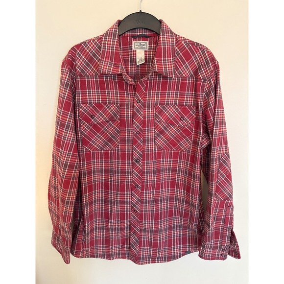 L.L. Bean Other - LL Bean Mens Red Plaid Flannel Snap Front Shirt Wool Blend Large L-REG 298102